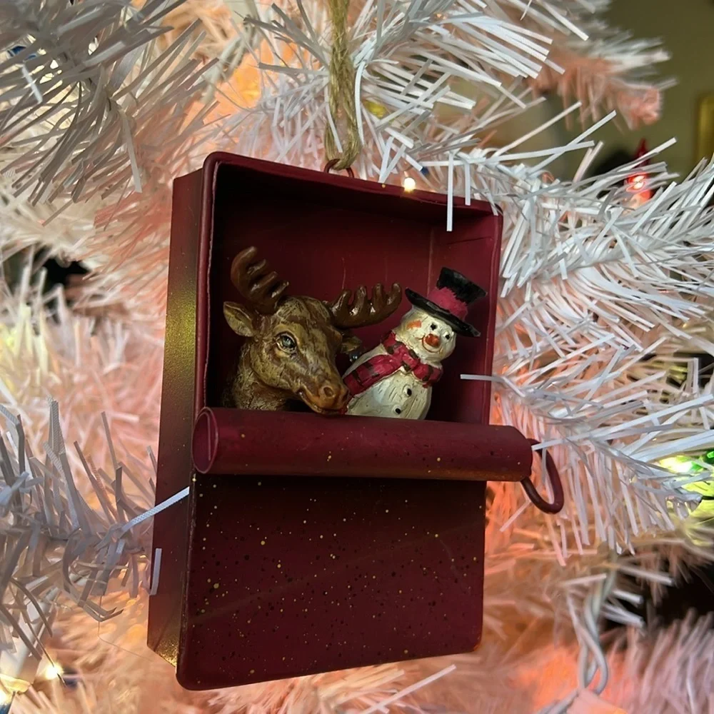 ❤️ Vintage Snowman Reindeer Christmas Ornament